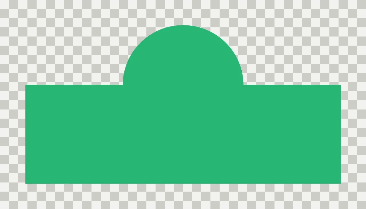 Large Black Semicircular Top Rectangle Shape On White semicircle transparency and detail preview thumbnail