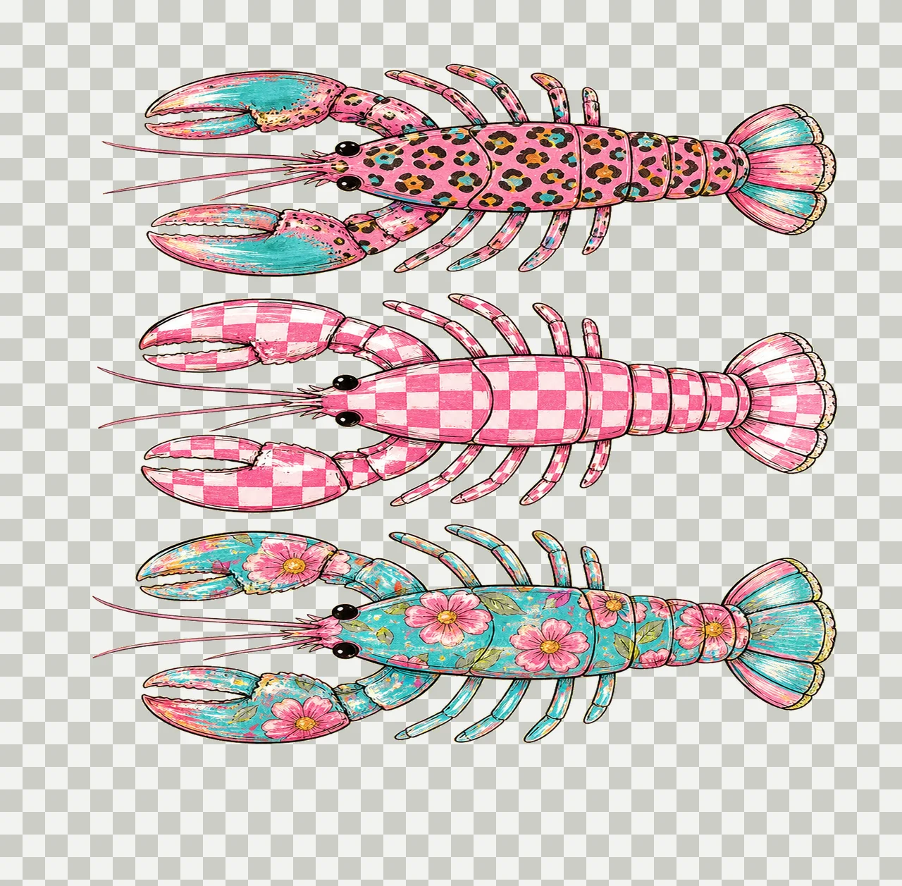 Preppy Lobster Beach Summer Vacation Shirt Variation D transparency and detail preview thumbnail