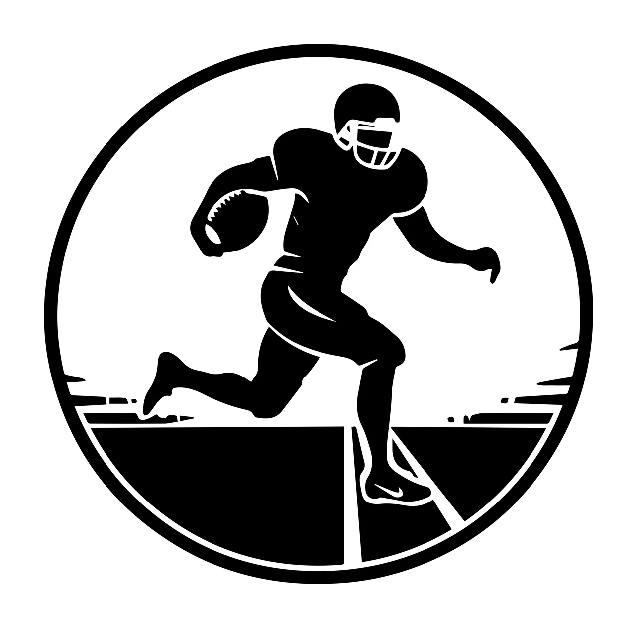 Football Player Silhouette Running With Ball In Circular circle