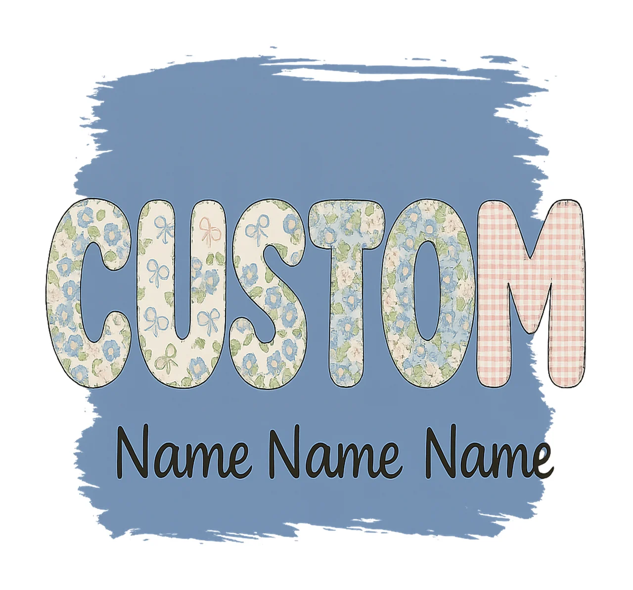 Lettering With Brush Stroke And Typography In Blue floral