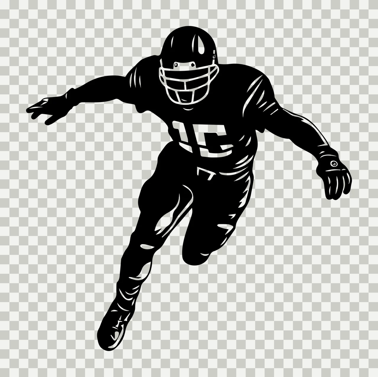 Football Player 10 Running Reaching Forward Helmet Jersey Pants transparency and detail preview thumbnail