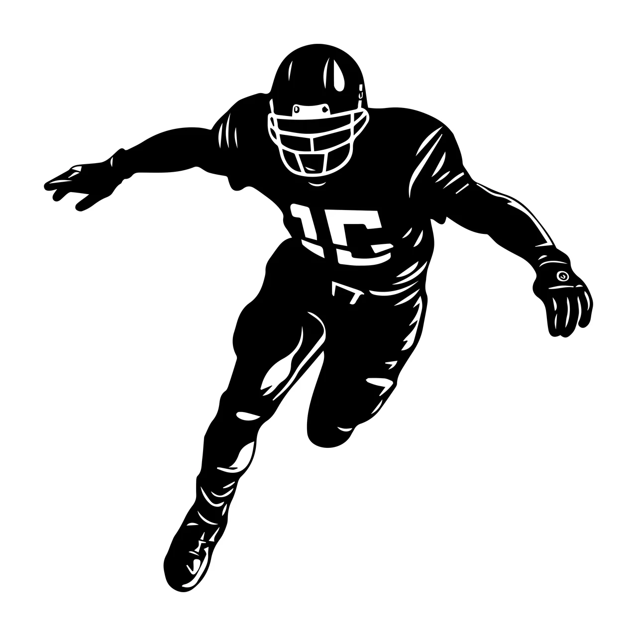 Football Player 10 Running Reaching Forward Helmet Jersey Pants