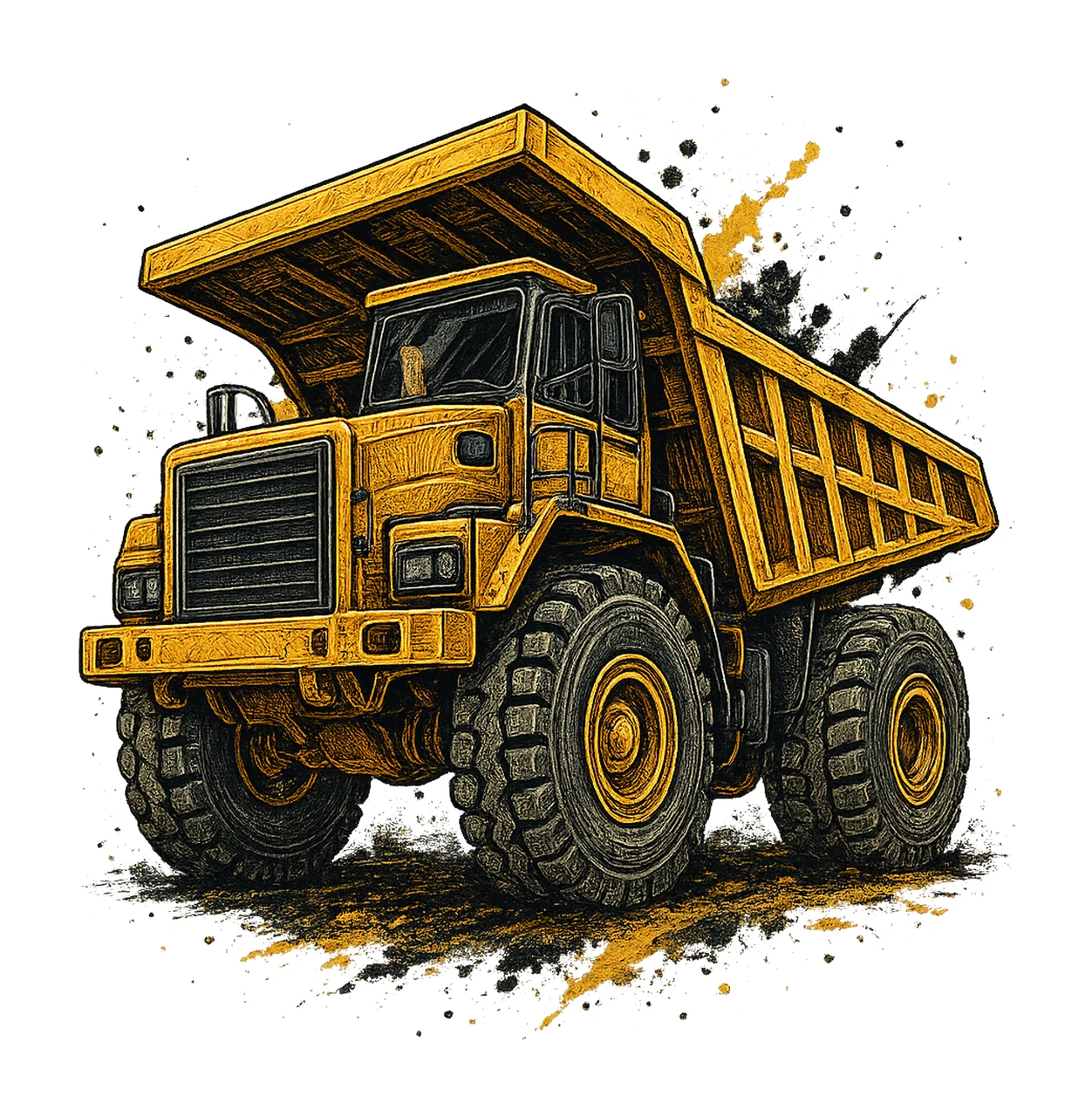 Dump Truck Watercolor Paint Splash Construction Artwork Dump