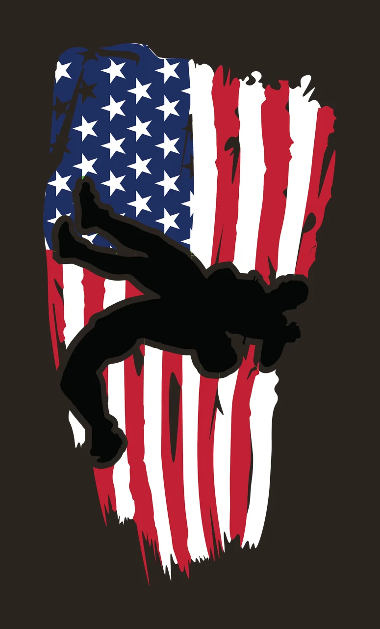 Wrestling Silhouette Figures Overlaid On A Vertical Flag stars contrast preview thumbnail