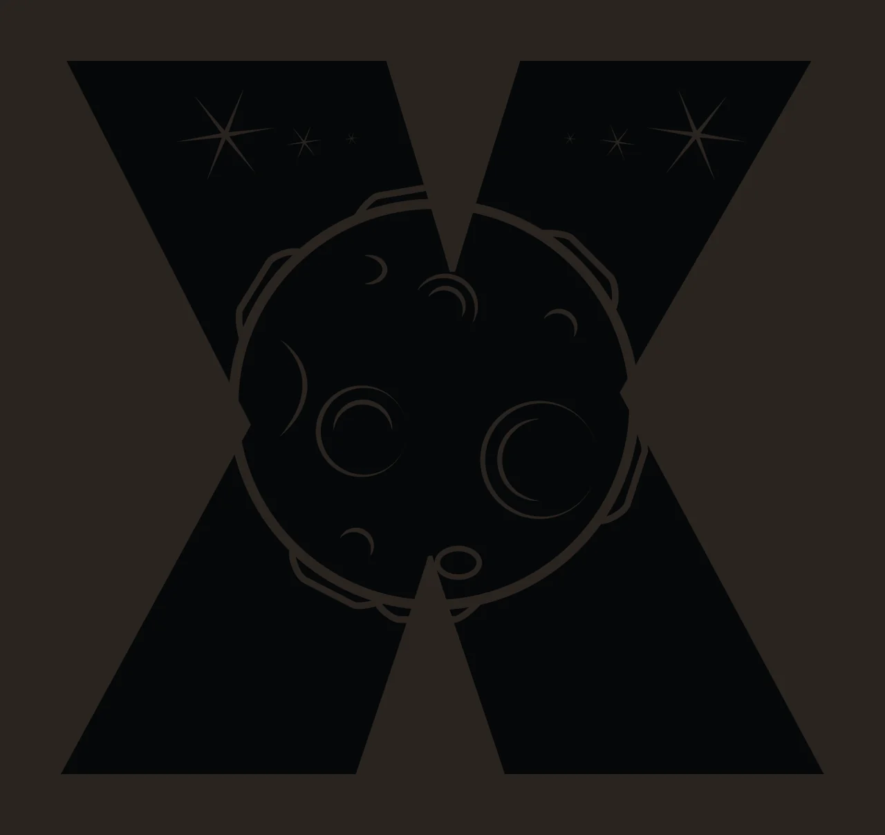 Space Letter X With Moon And Stars contrast preview thumbnail