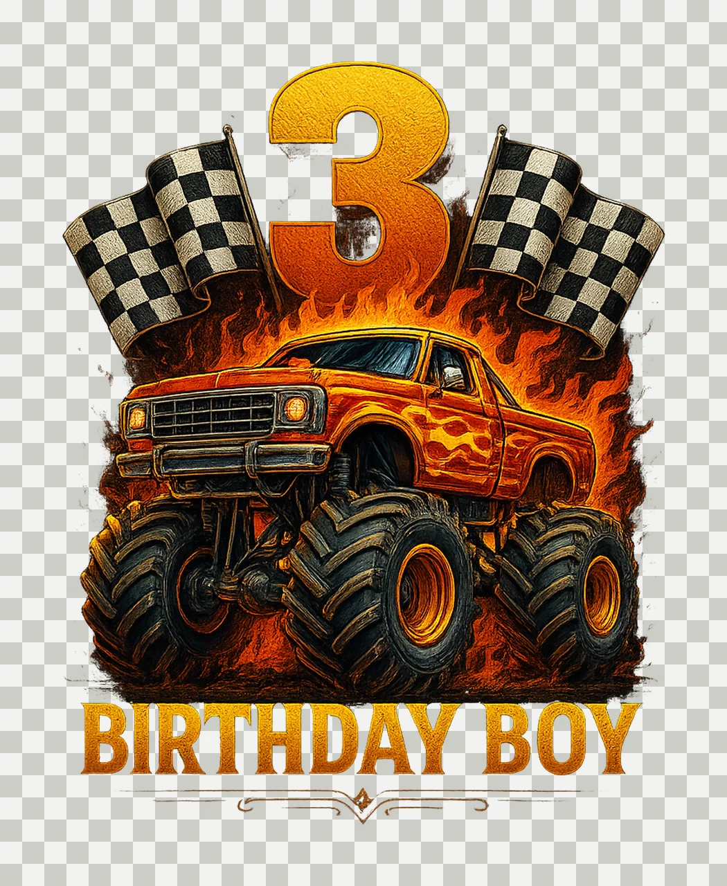 Birthday Monster Truck Year Old Boys Party Variation A transparency and detail preview thumbnail