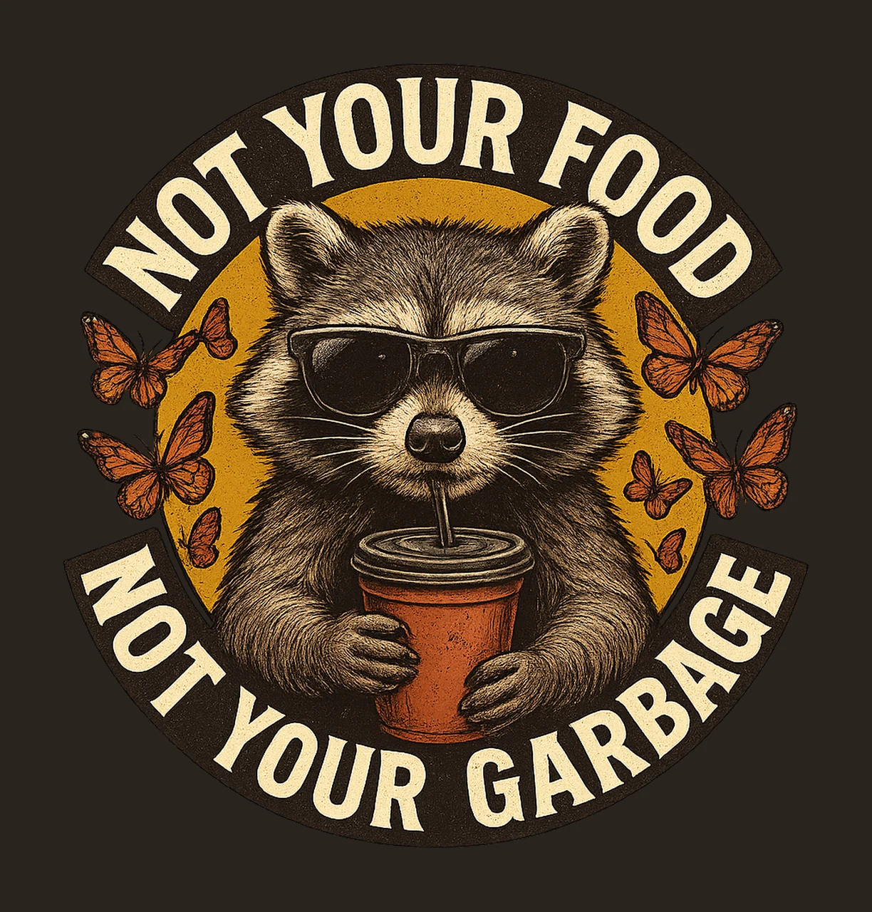 Not My Trash Not My Dumpster Raccoon Snarky Funny Design contrast preview thumbnail