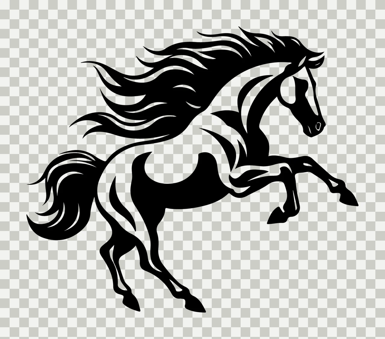 Horse Rearing With Movement And Side View transparency and detail preview thumbnail