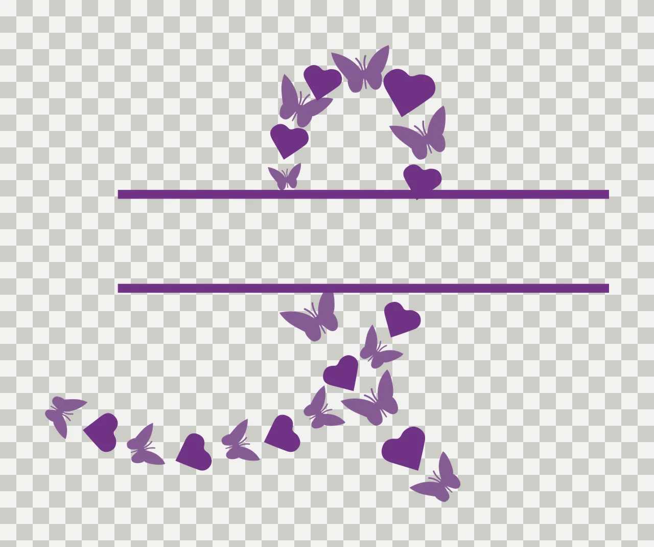 Elegant Butterfly And Heart Frame With Empty Center decorative border transparency and detail preview thumbnail