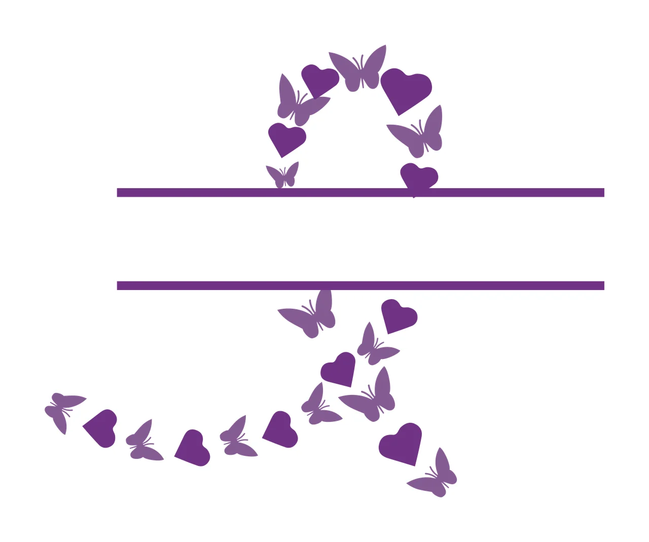 Elegant Butterfly And Heart Frame With Empty Center decorative border