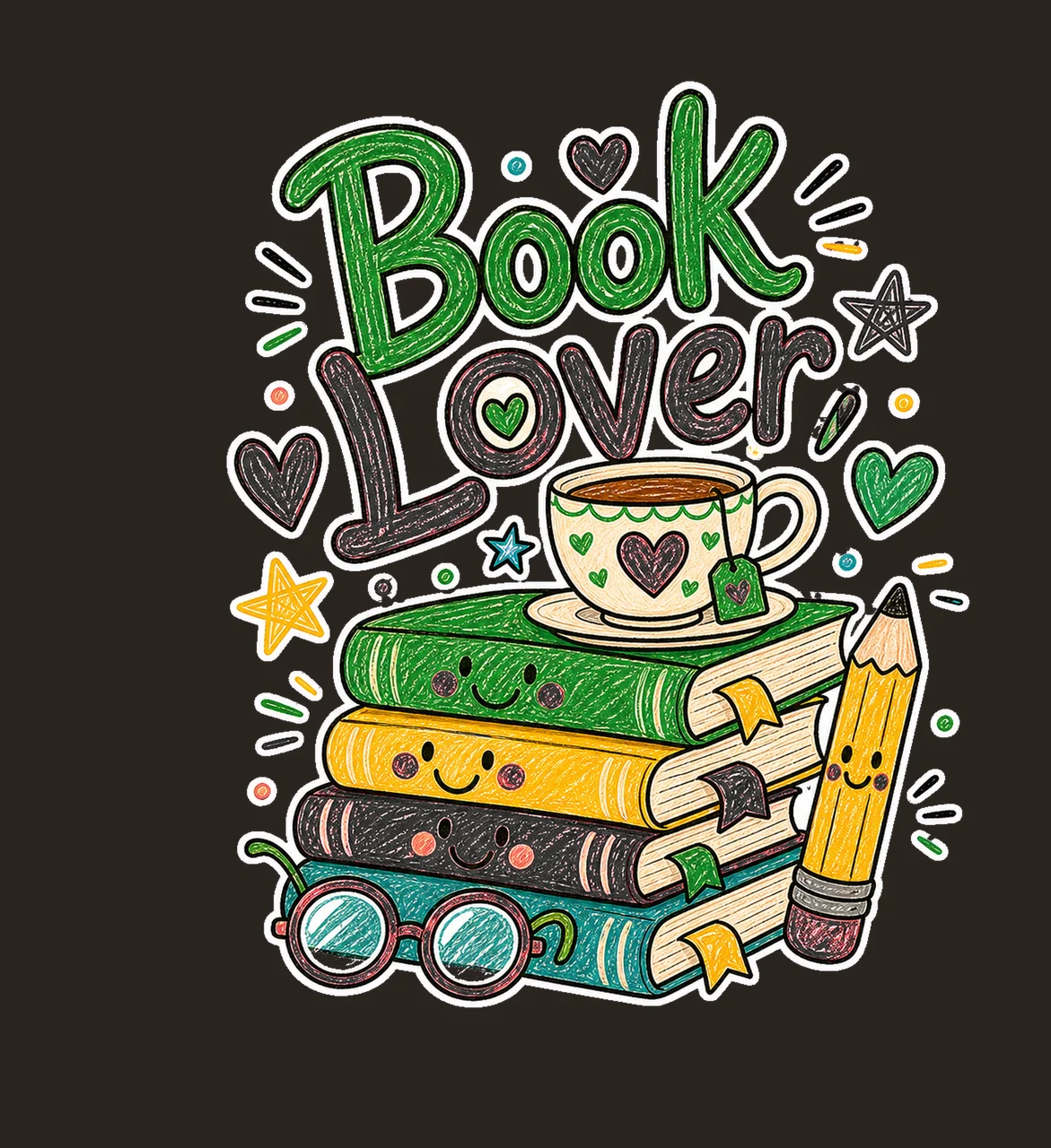 Reading Doodle Book Lover sublimation instant Variation C contrast preview thumbnail