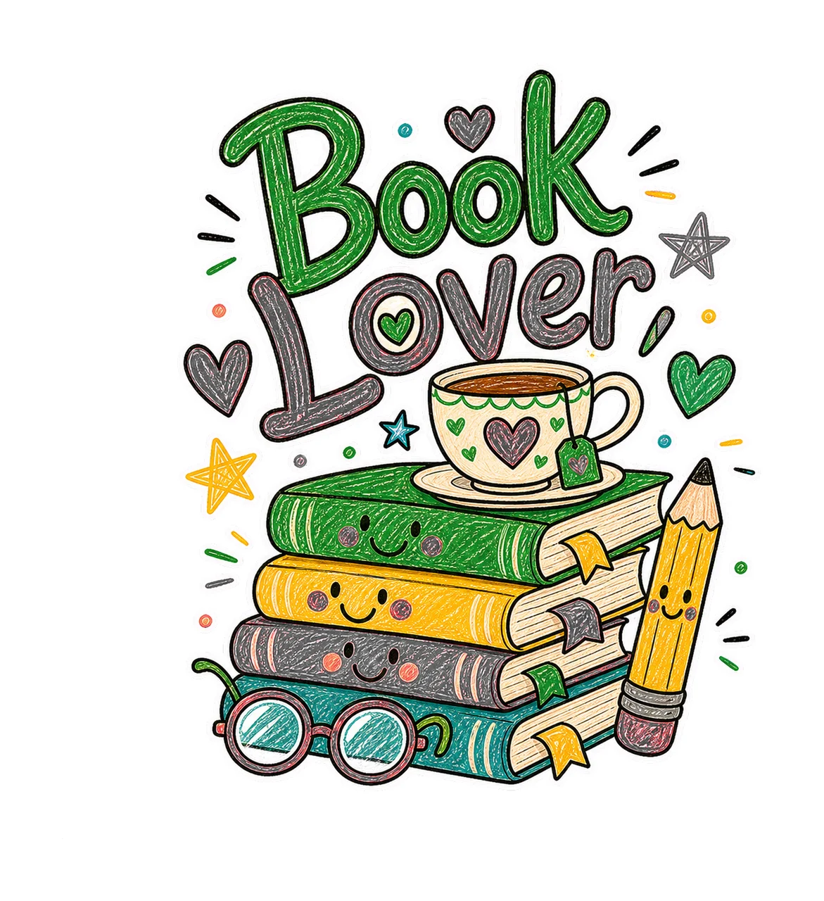 Reading Doodle Book Lover sublimation instant Variation C