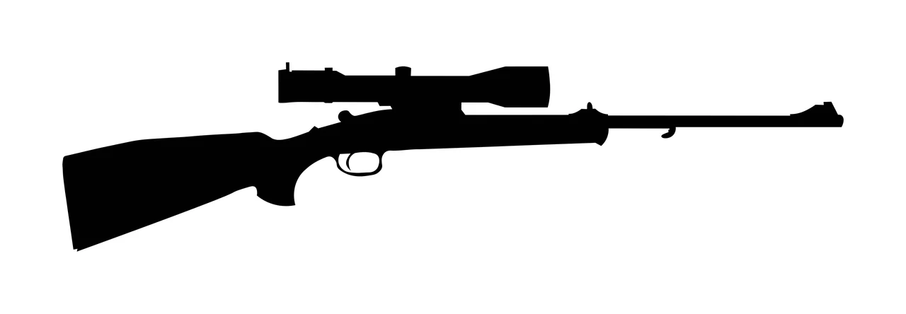Hunting Black Silhouette Rifle Side View scope barrel stock