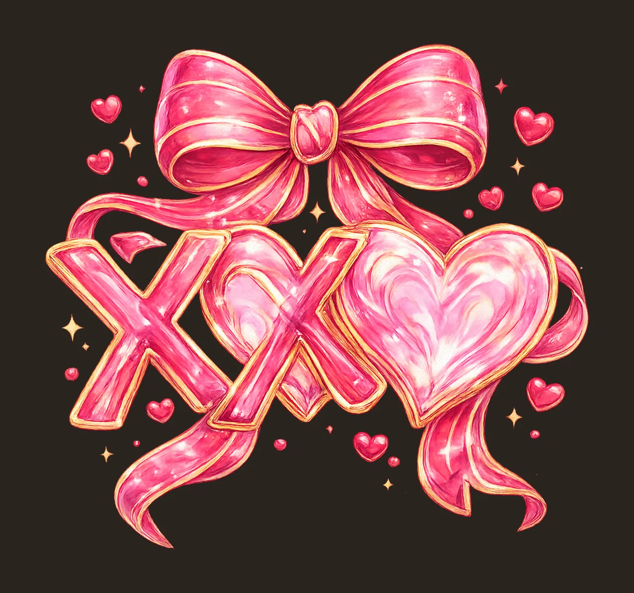 Valentine Xoxo Coquette Bow Brushstroke Heart Design Preppy contrast preview thumbnail