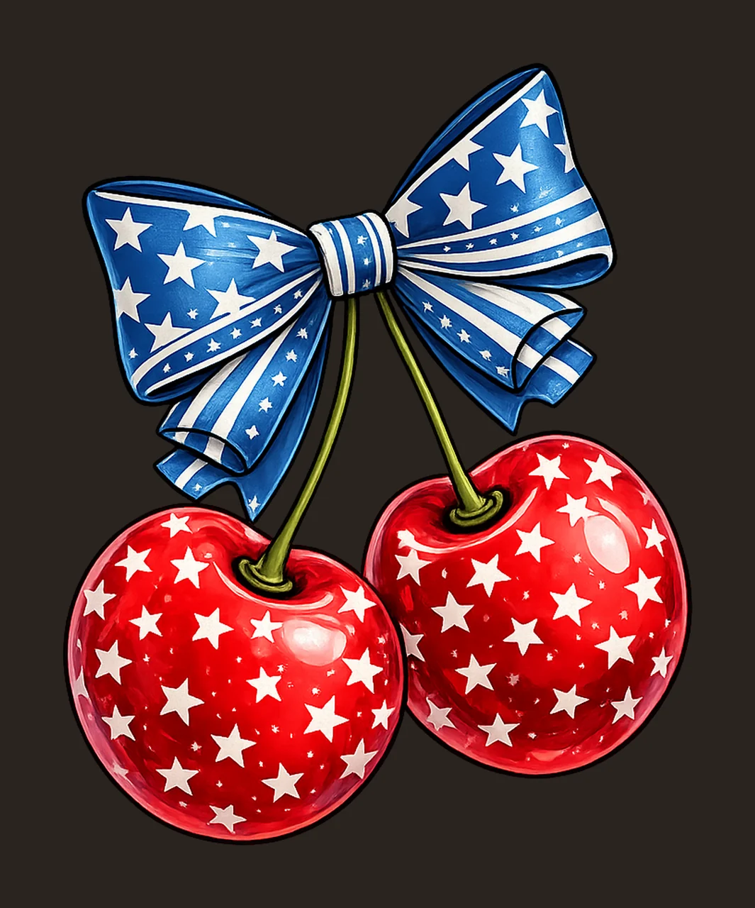 Coquette American flag Cherry Bow Design 4th of July contrast preview thumbnail