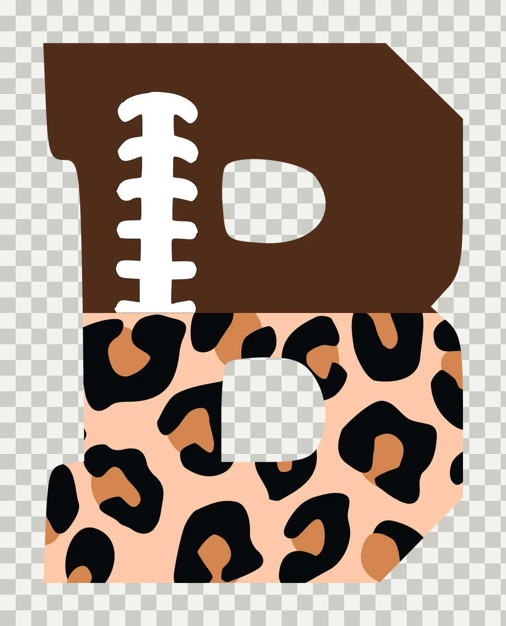 Football Font Half Leopard Character 35 american gridiron touchdown transparency and detail preview thumbnail