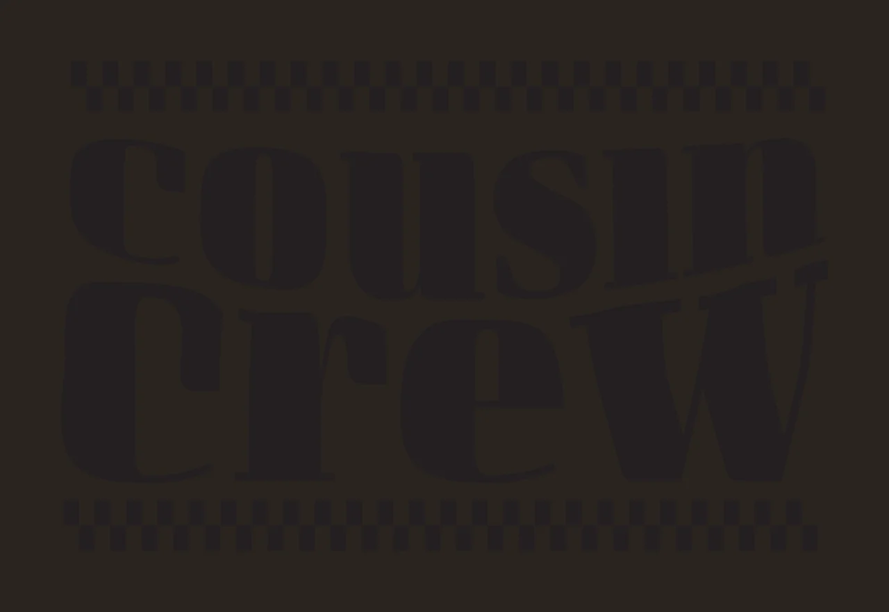 Cousin Crew Checkerboard Pattern Typography bordered black contrast preview thumbnail