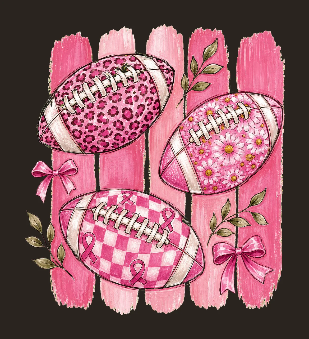 Breast Cancer Football Pink Out Pink Floral Variation B contrast preview thumbnail