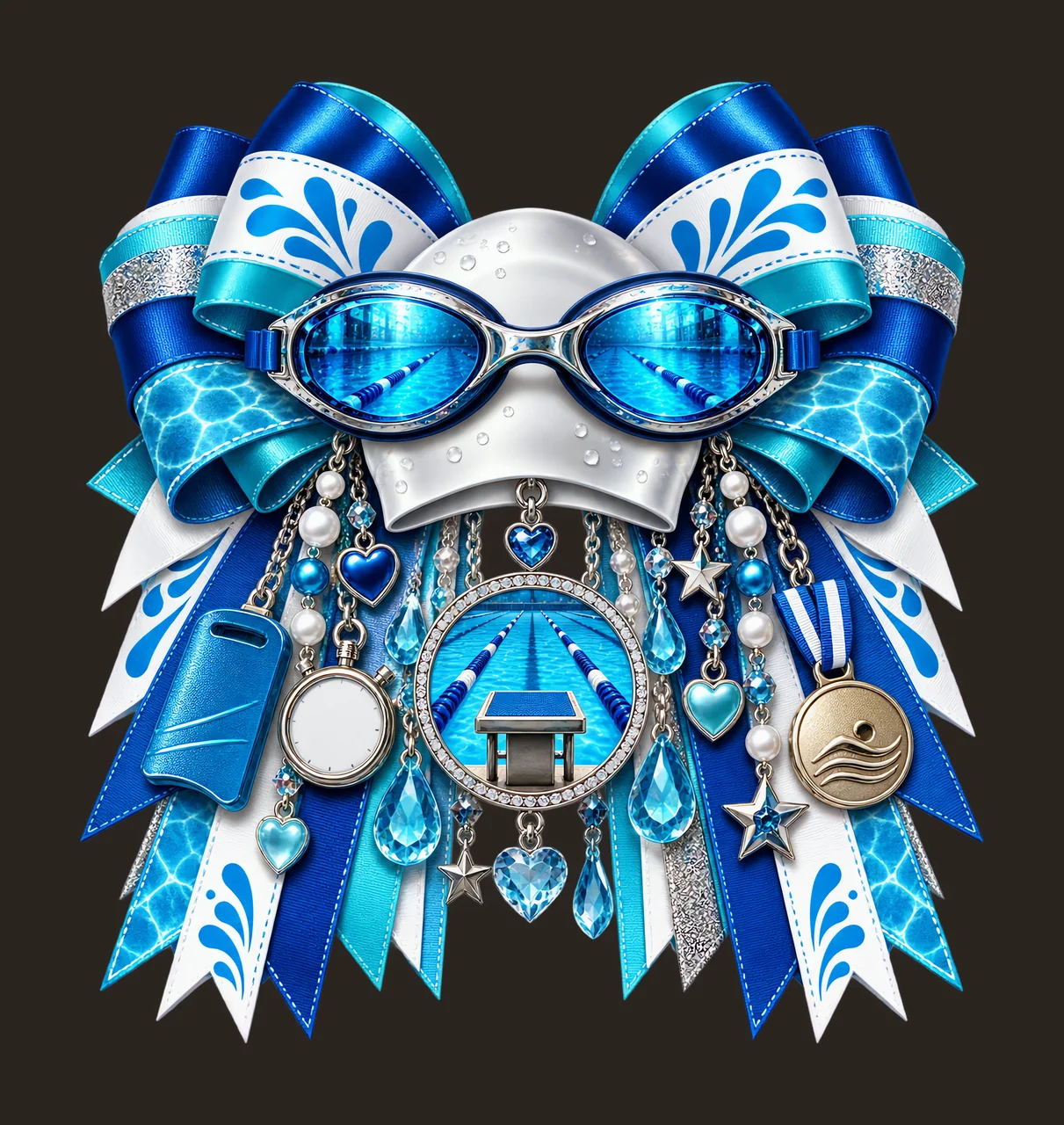 Swimming PNG, Swimming Goggles and Swim Cap Coquette Bow, No Text Sublimation Clipart, Transparent Digital Download contrast preview thumbnail