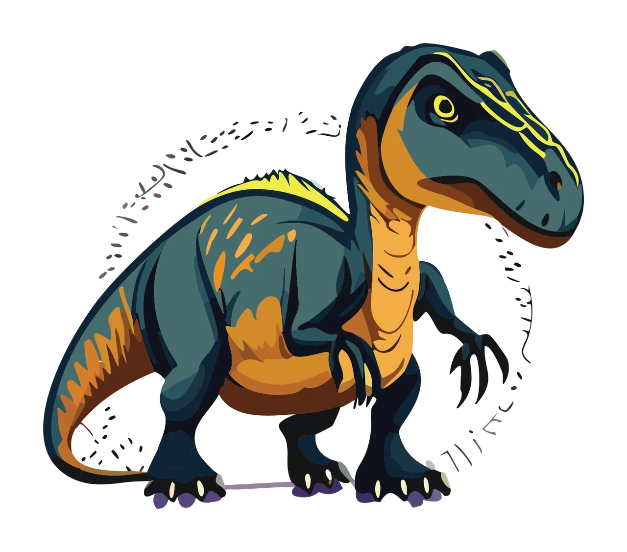 Dinosaur Silhouette In Sitting Position tail claws black animal