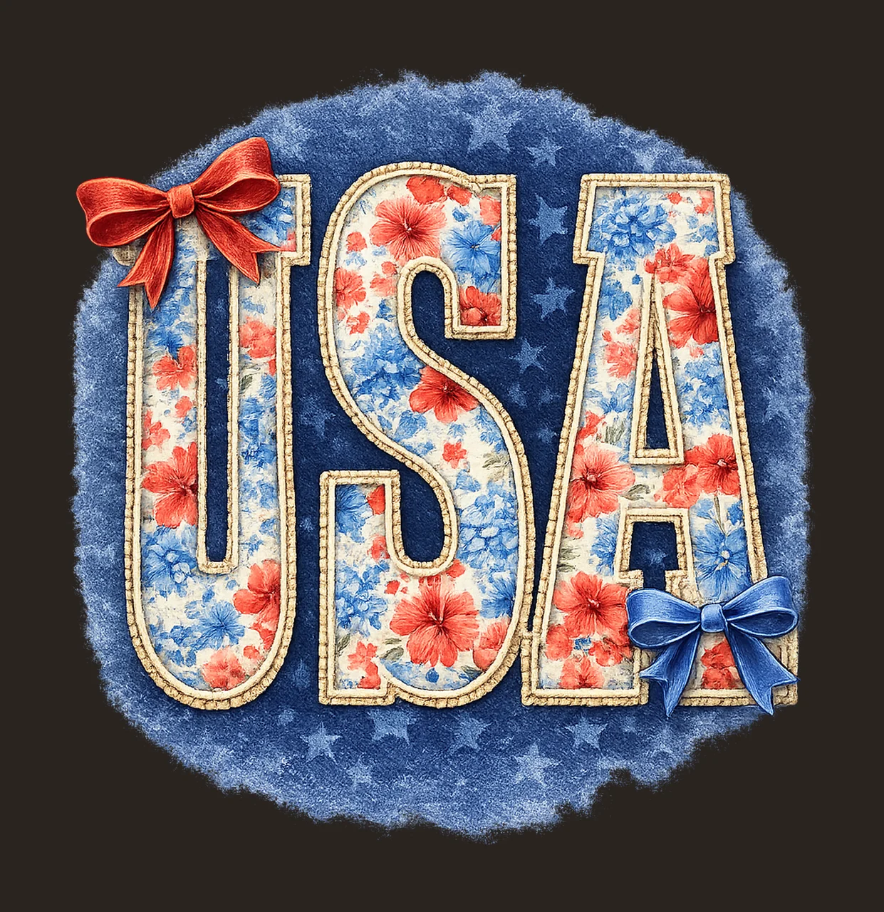 USA Floral 250th Anniversary Patriotic Coquette Bow Design contrast preview thumbnail
