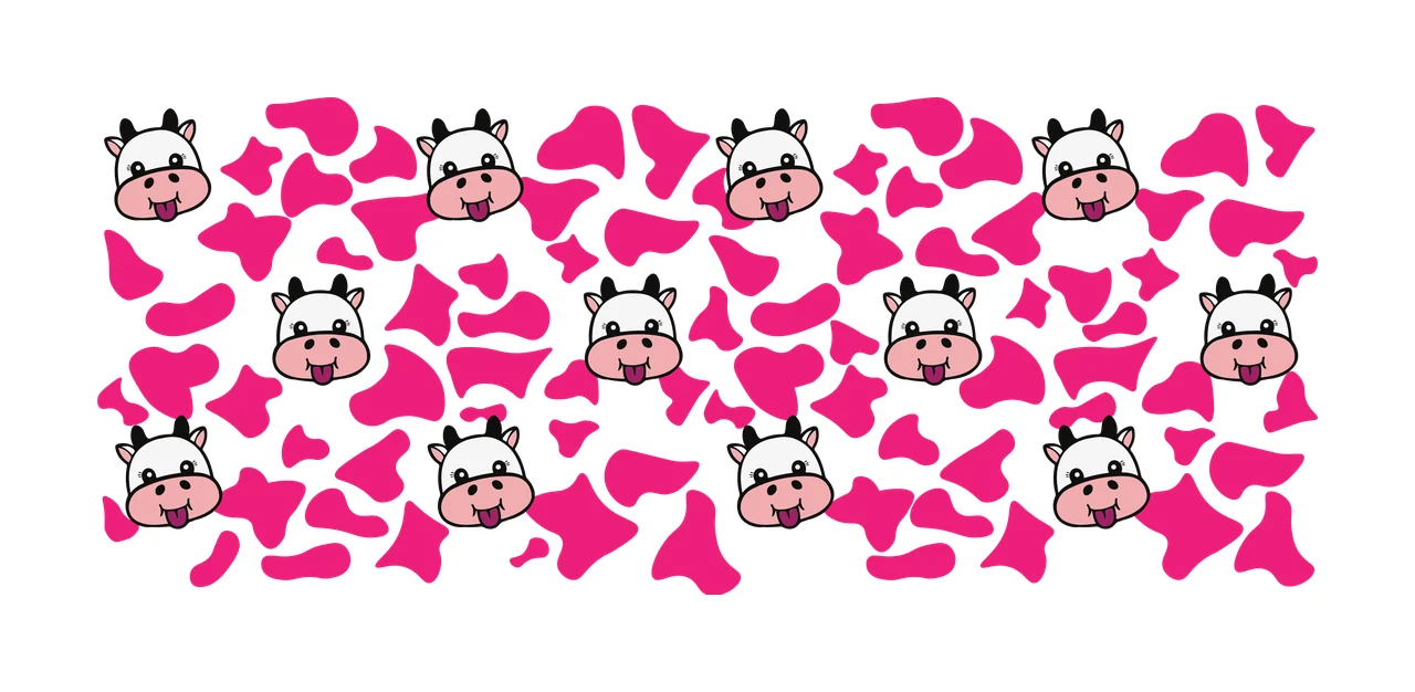 Cow Can Glass Wrap Spots Pattern With Animal head icons Variation