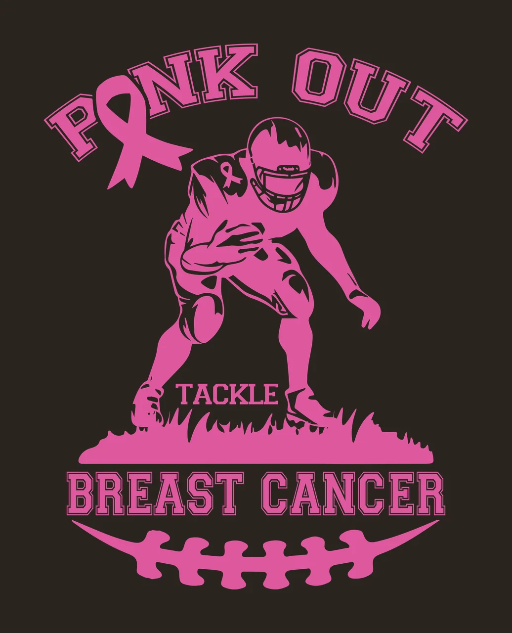 Cancer Football Tackle Breast Player Graphic ribbon monochrome contrast preview thumbnail