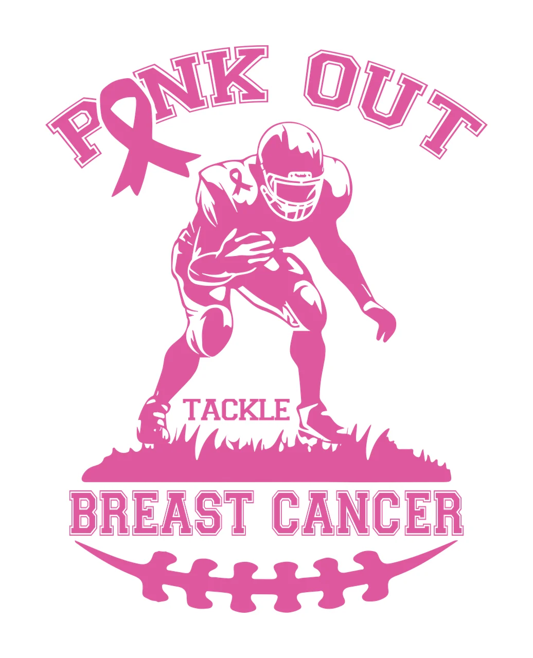 Cancer Football Tackle Breast Player Graphic ribbon monochrome