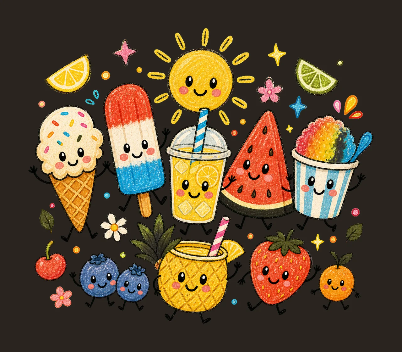 summer snacks 04 cozy crayon sublimation instant shirt contrast preview thumbnail