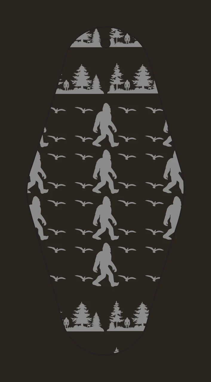 Classic Motel Keychain Bigfoot And Trees Oval Design Pattern contrast preview thumbnail