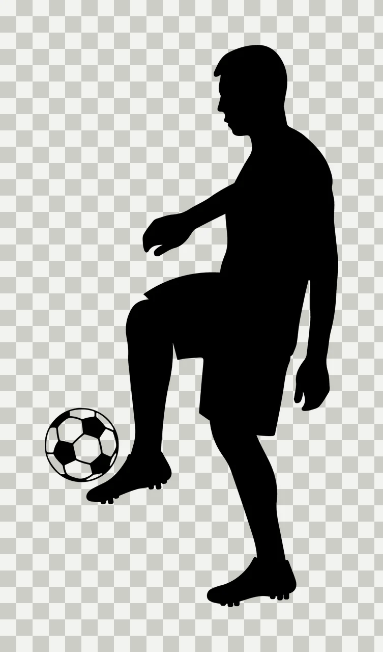 Soccer Black Silhouette Of Player Juggling ball person white transparency and detail preview thumbnail