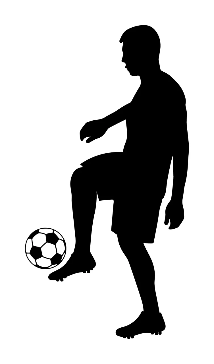 Soccer Black Silhouette Of Player Juggling ball person white