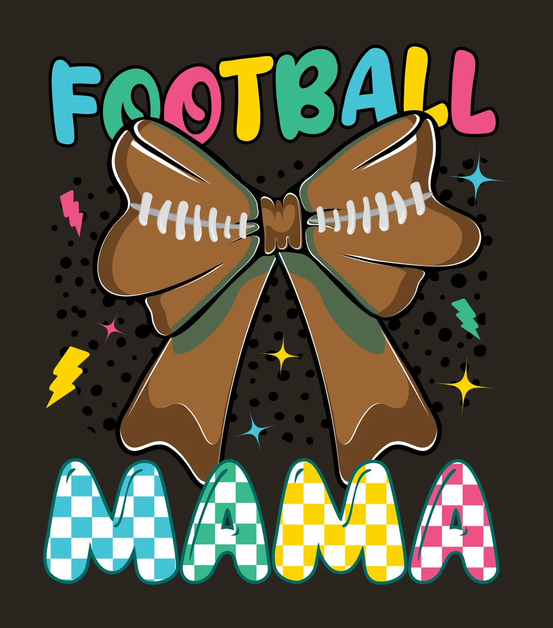 Football Mama Dots Black Bow Silhouette Over Text displaying contrast preview thumbnail
