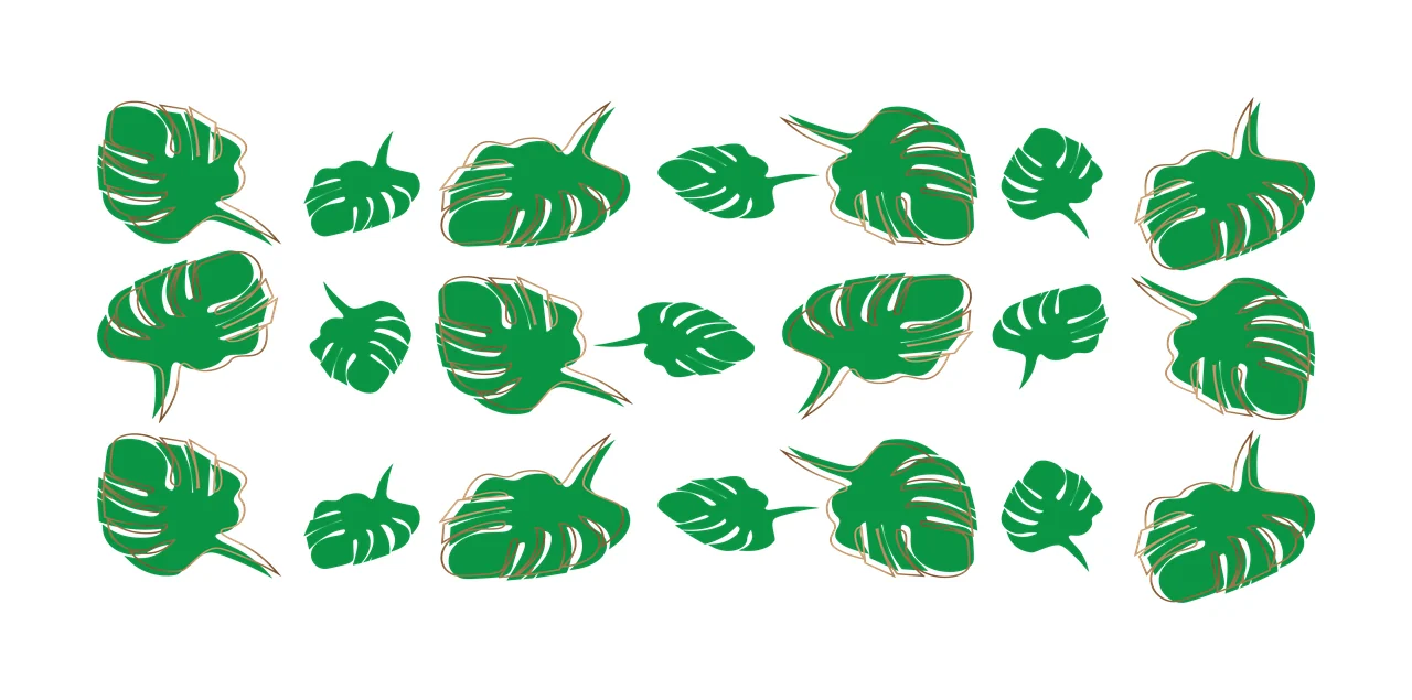 Can Glass Wrap Black Monstera Leaves Repeating Pattern silhouette