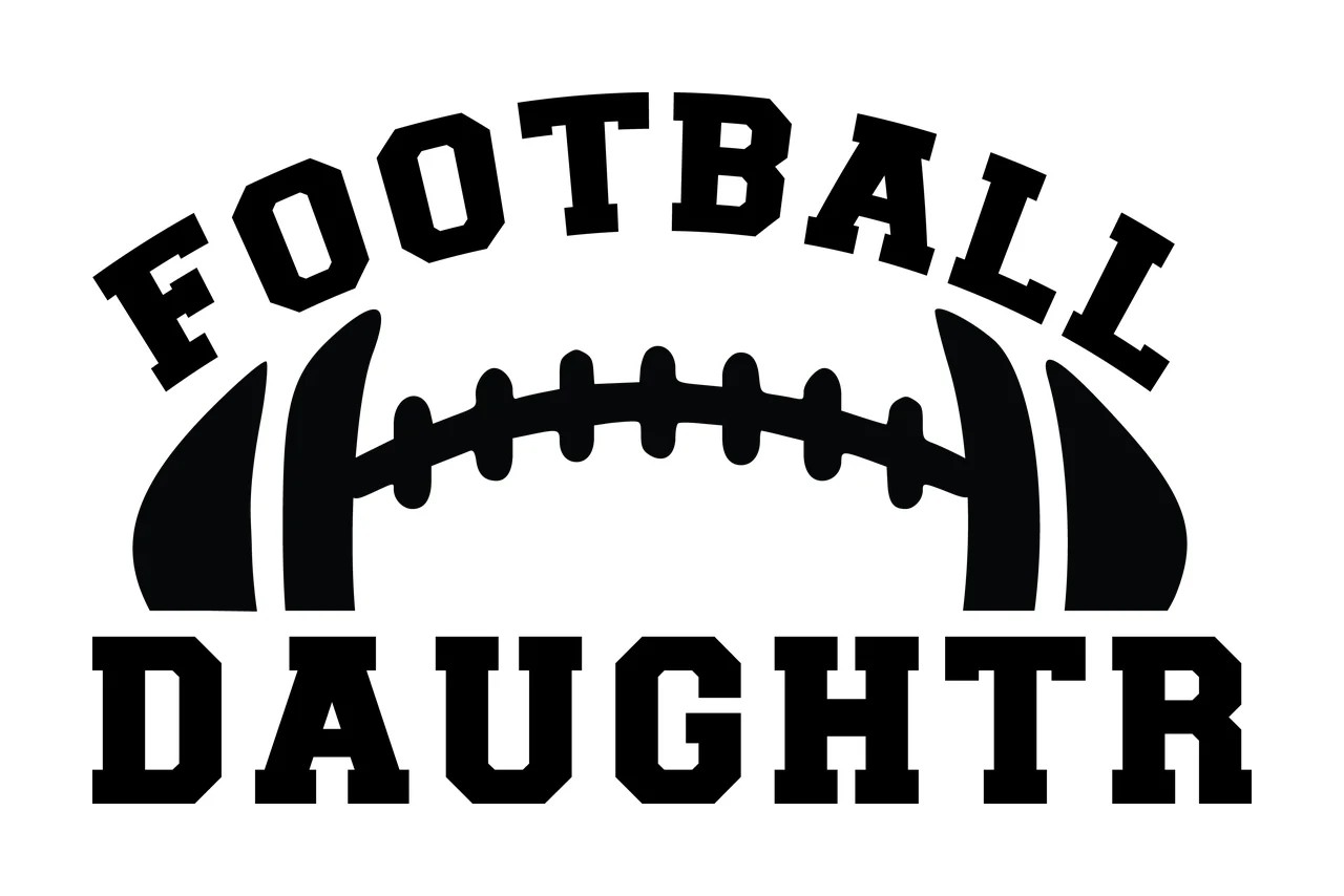 Football Daughtr Text Graphic With Oval Ball Silhouette black