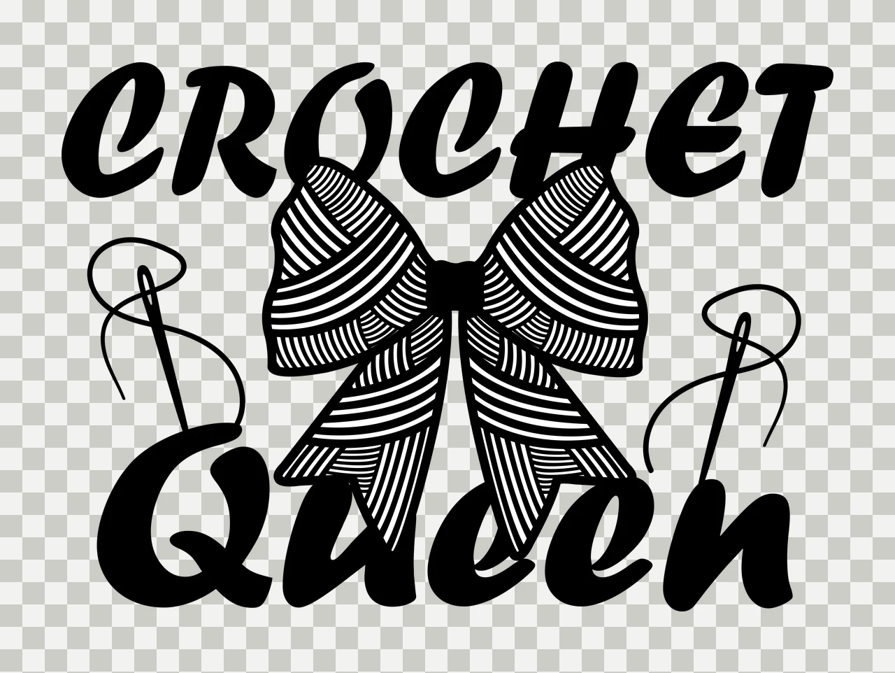 Crochet Bow And Needle Graphic decorated yarn minimalist silhouette transparency and detail preview thumbnail
