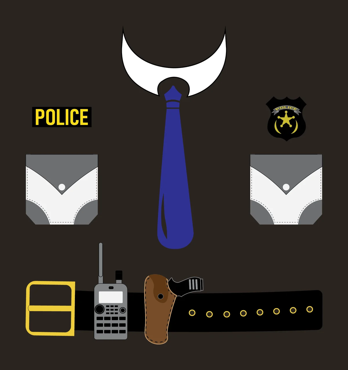 Uniform Accessories Belt And Badge arranged pockets tie silhouette contrast preview thumbnail