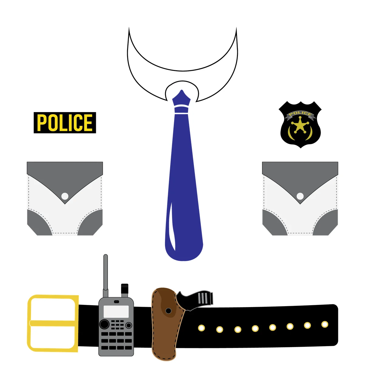 Uniform Accessories Belt And Badge arranged pockets tie silhouette