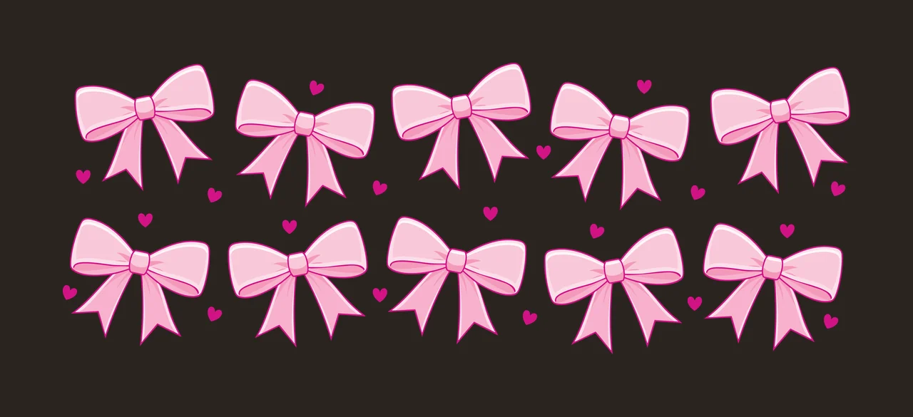 Can Glass Wrap Black Bow And Heart Repeating bows hearts pattern contrast preview thumbnail