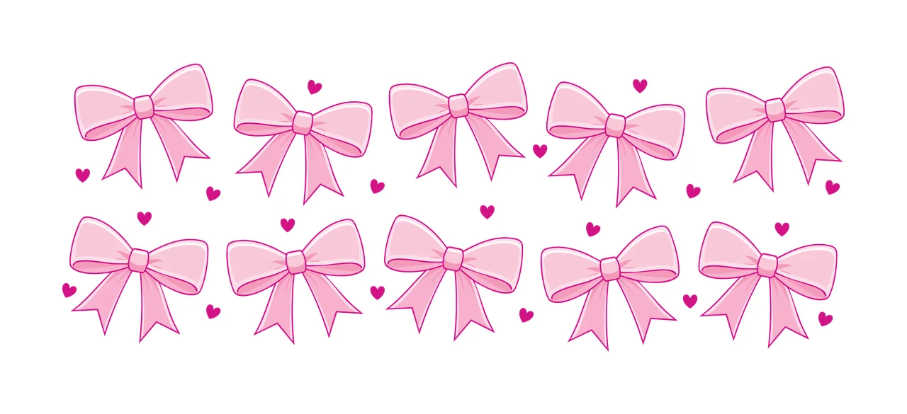 Can Glass Wrap Black Bow And Heart Repeating bows hearts pattern
