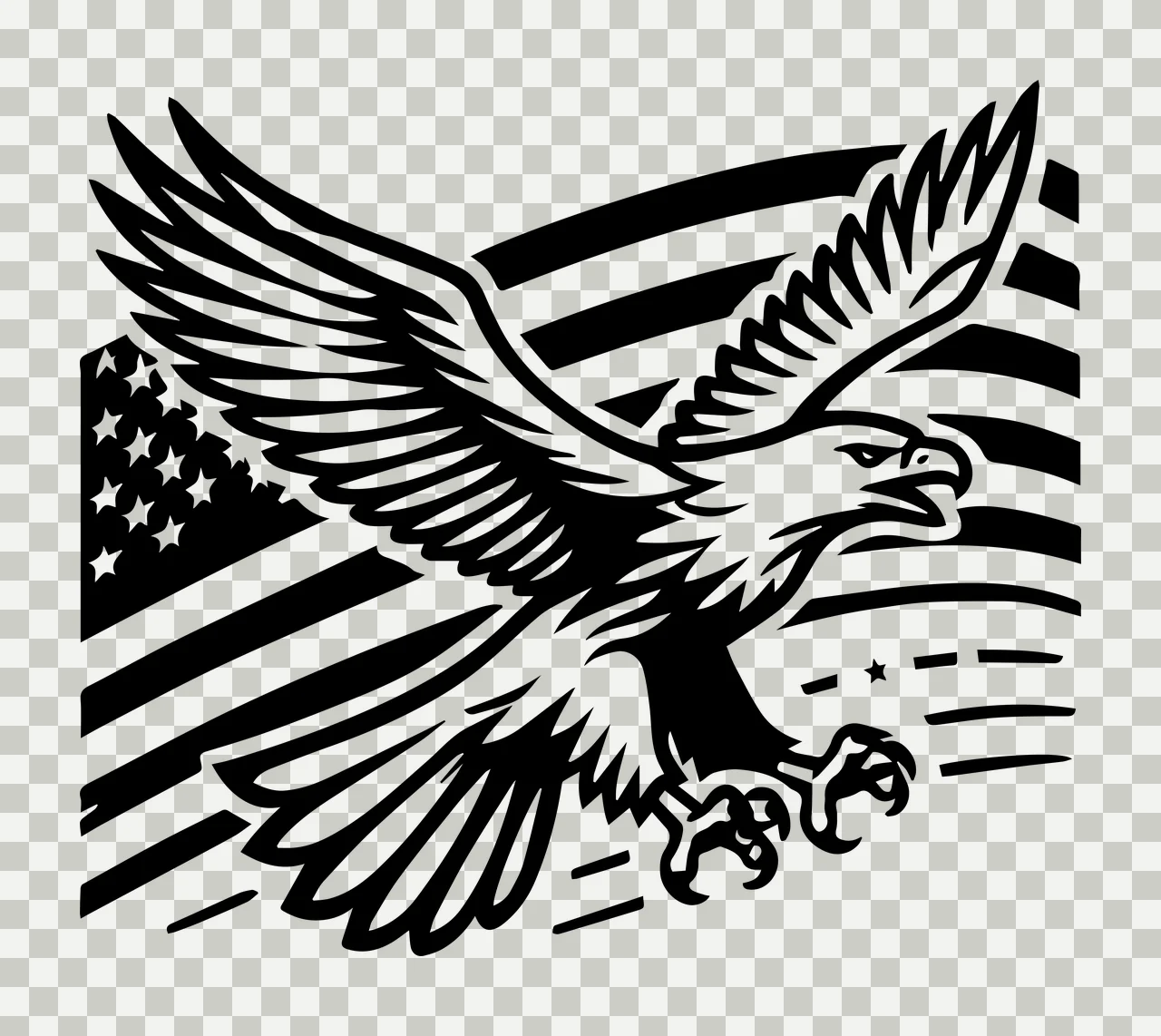 Eagle Flag Flying Over American and stars stripes illustrative transparency and detail preview thumbnail