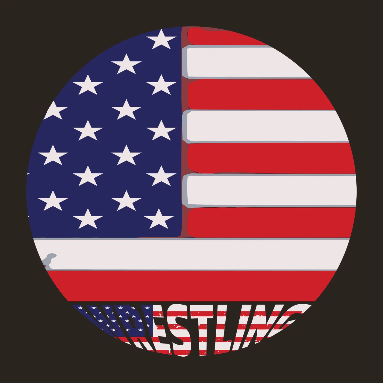 WRESTLING American flag wrestling emblem Design with five-pointed stars, red and white stripes, circular badge and distressed typography in navy blue contrast preview thumbnail