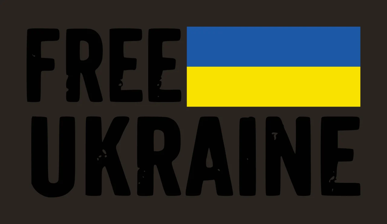 FREE UKRAINE Typography Design with distressed text, Ukrainian flag and bold block lettering in black, blue and yellow contrast preview thumbnail