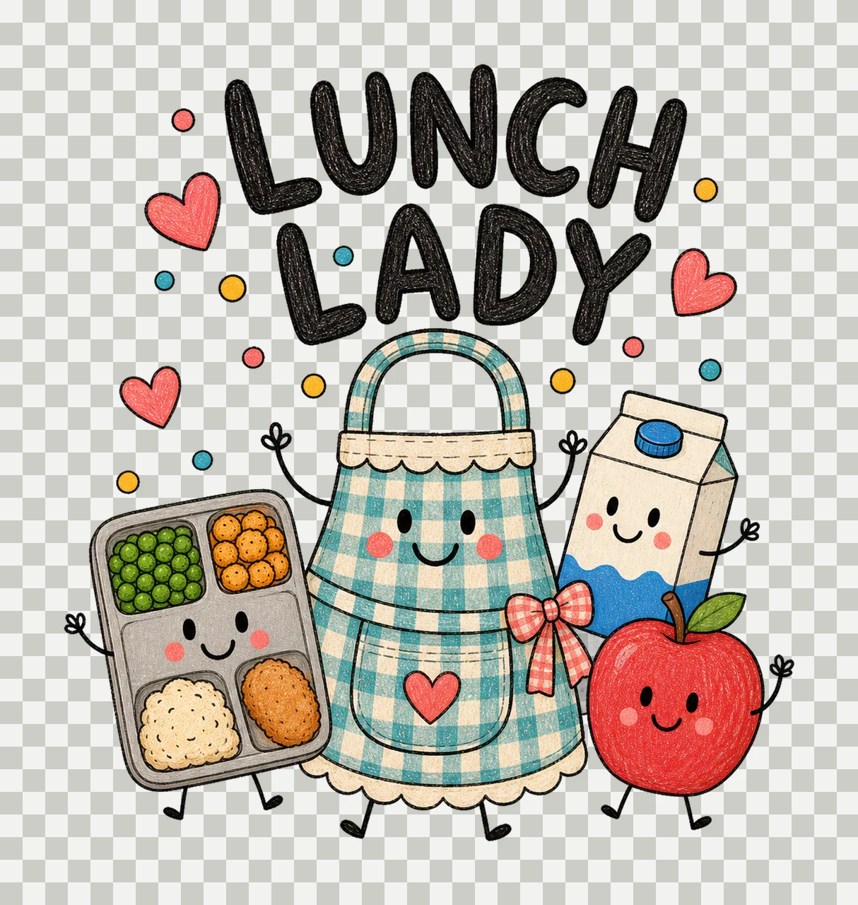 Lunch Lady School Cafeteria Worker Shirt Design Variation A transparency and detail preview thumbnail