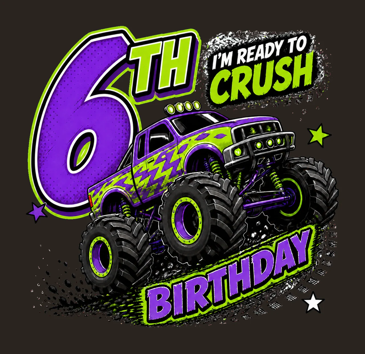 Monster Truck Birthday Ready to Crush 6th Birthday contrast preview thumbnail