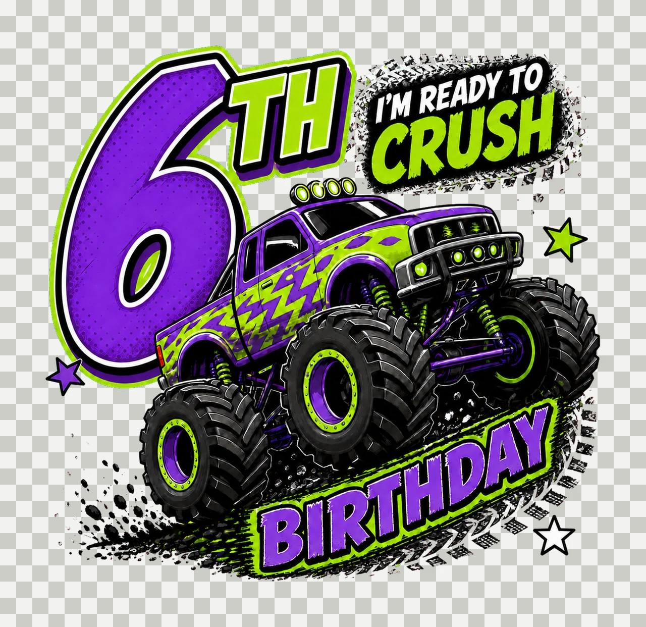 Monster Truck Birthday Ready to Crush 6th Birthday transparency and detail preview thumbnail