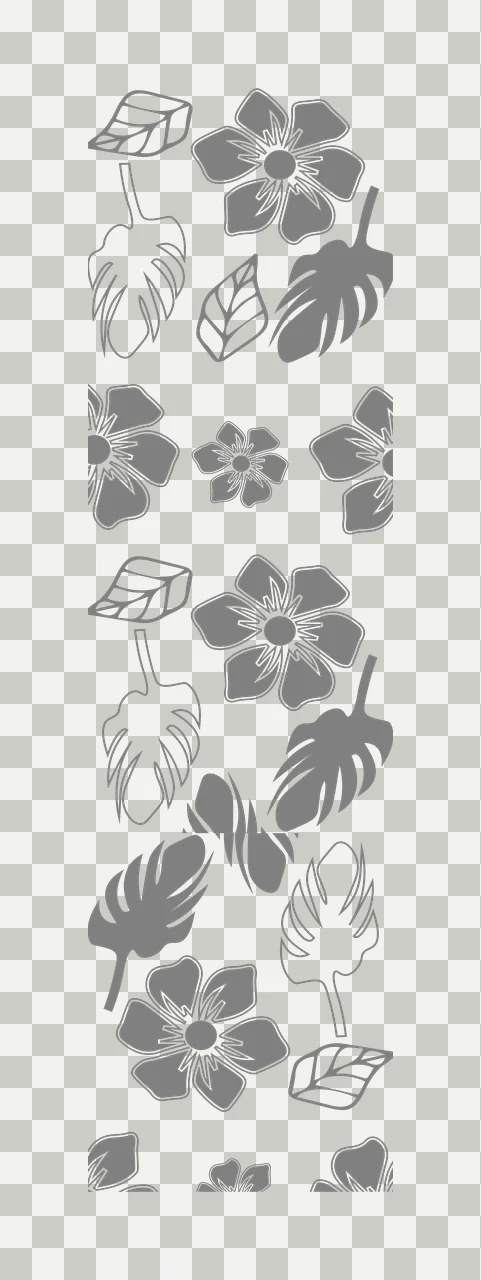 Tropical Leaf And Flower Vertical Strip foliage arranging five petal transparency and detail preview thumbnail