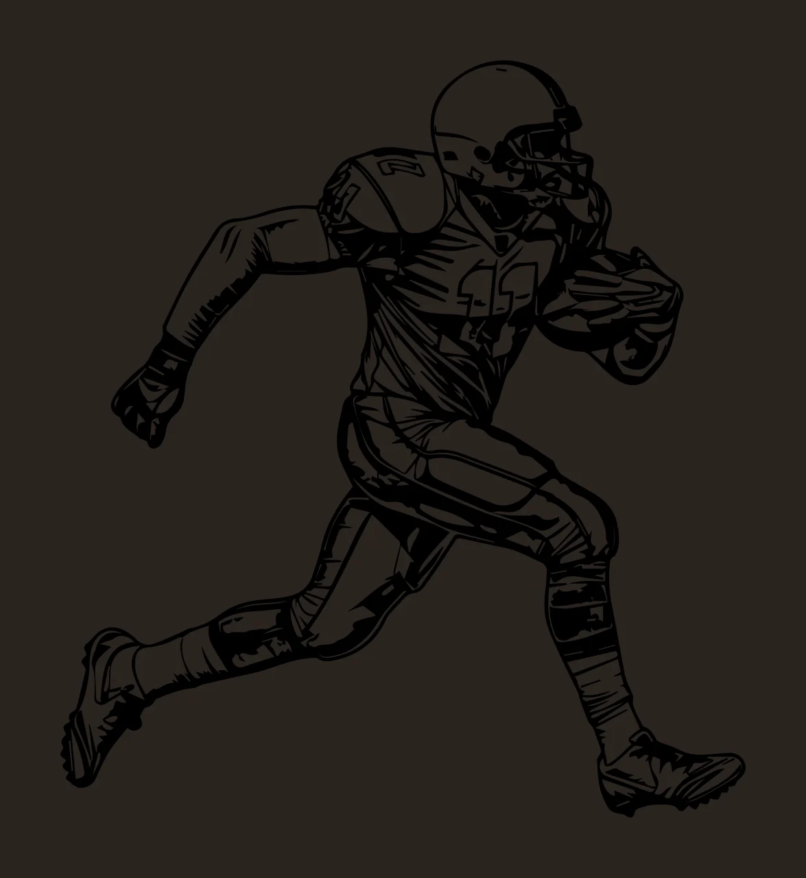 Football Player American Running With Ball helmet shoulder pads contrast preview thumbnail
