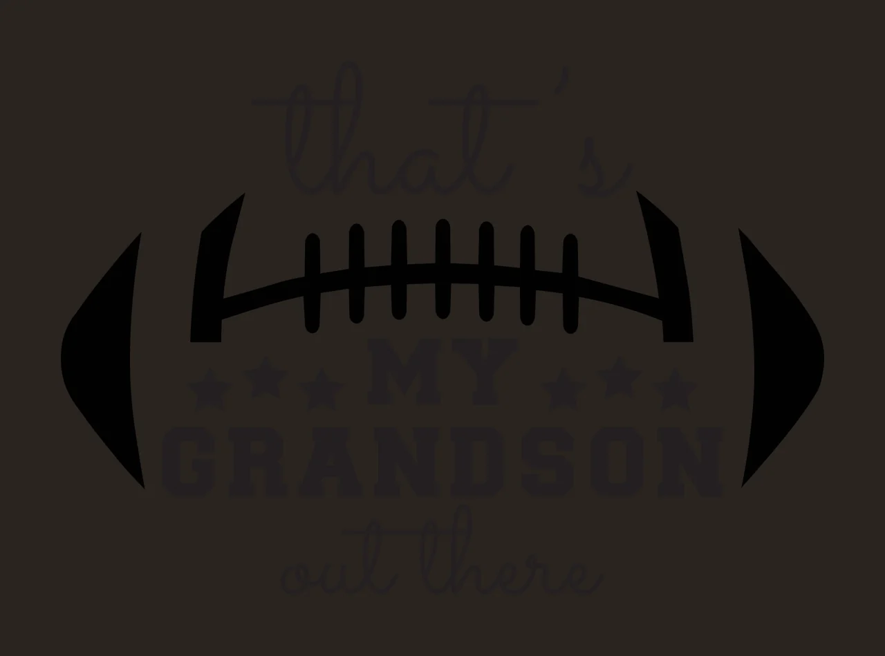 That's MY GRANDSON out there football typography with thin script text, bold serif text, football laces icon and stars in black contrast preview thumbnail