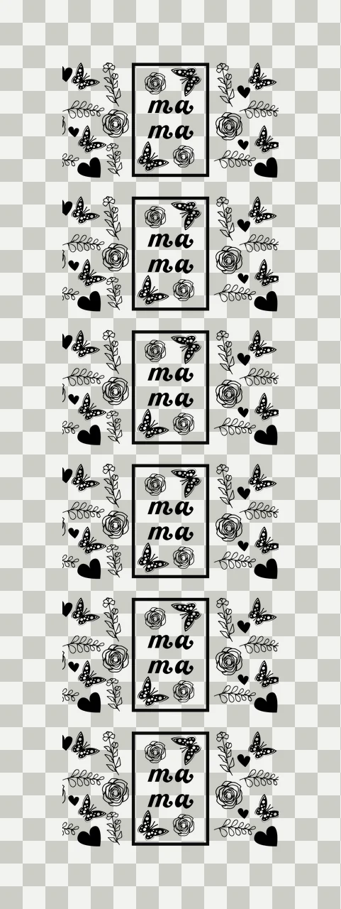 Mama Floral Butterfly Frame Pattern Design Frames and motifs transparency and detail preview thumbnail